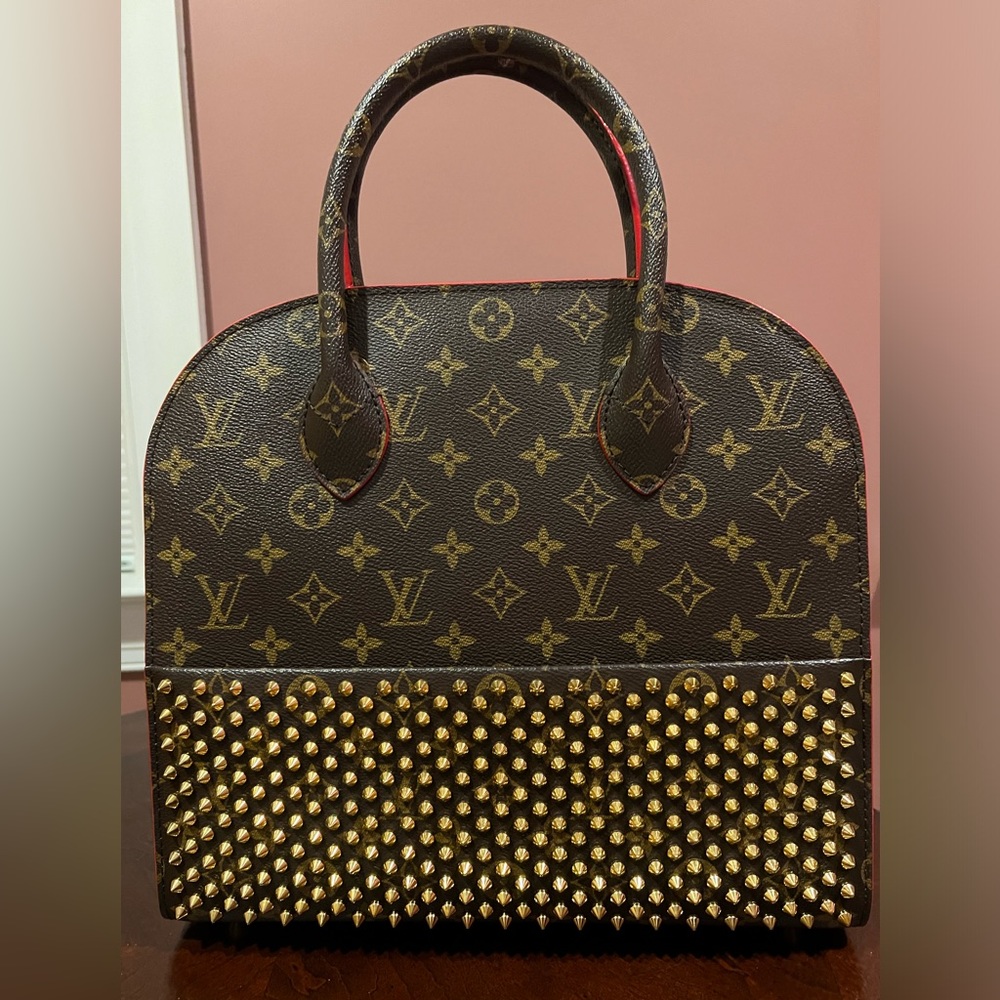 Monogram Calf Hair Spikes Iconoclasts Christian Louboutin Tote Red